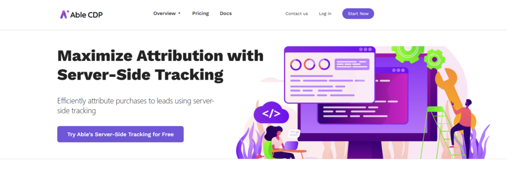 the home page of one of the best server-side tracking tool - Able CDP